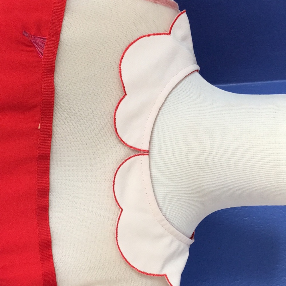 Nishe Red dress with multicolor embroidered hot air balloons & Peter Pan collar - Picture 10 of 15
